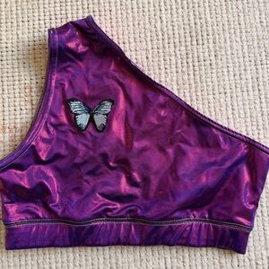 Purple One-Shoulder Bra with Butterfly Detail